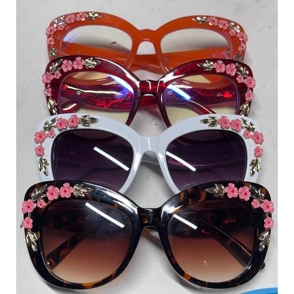 Chic Cat Tortoise Shell Sunglasses Fairmarry Pink Roses - Picture 5 of 12